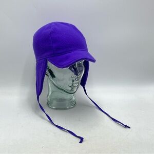 Columbia Small Trapper Hat Ear Flaps Fleece Purple Winter USA Made 90s VTG